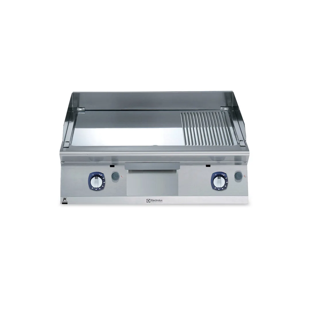 Electrolux Professional 371041 Modular Cooking Range Line 700Xp 800Mm Gas Fry Top Smooth And Ribbed Polished Chrome Plate - 770 x 810 x 420mm