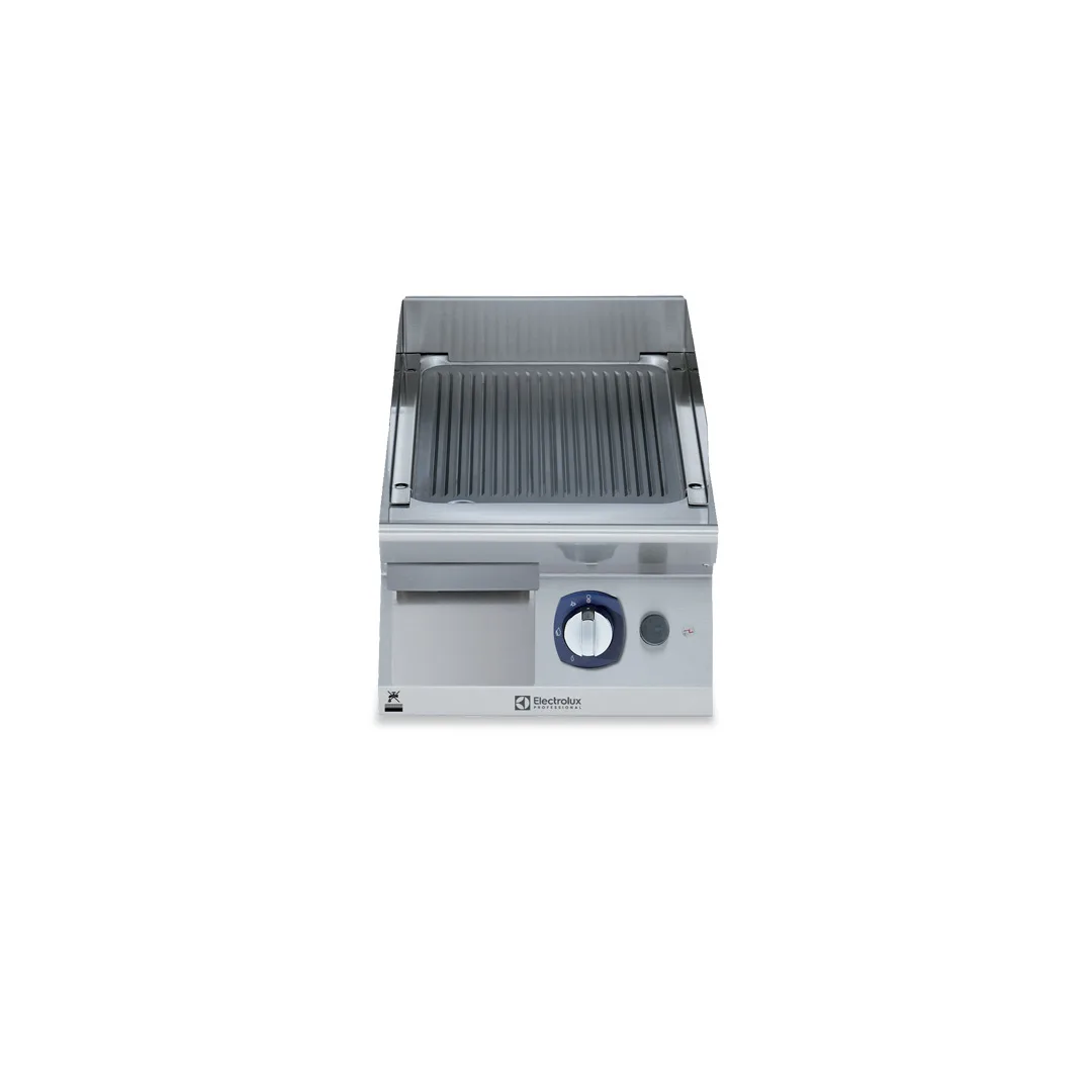 Electrolux Professional 371323 Modular Cooking Range Line 700Xp 400Mm Gas Fry Top Ribbed Brushed Chrome Plate - 410 x 770 x 430mm