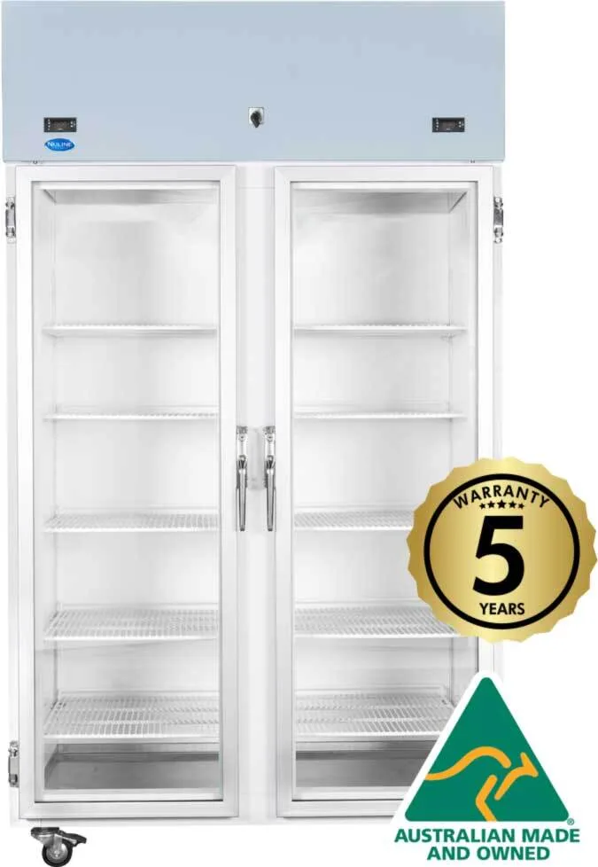 Nuline Refrigeration NLMDR 1000/2 Nlmdr 1000 2 2 E Glass Door Dual Laboratory Fridge With Digital Control - 1200 x 750 x 2100mm