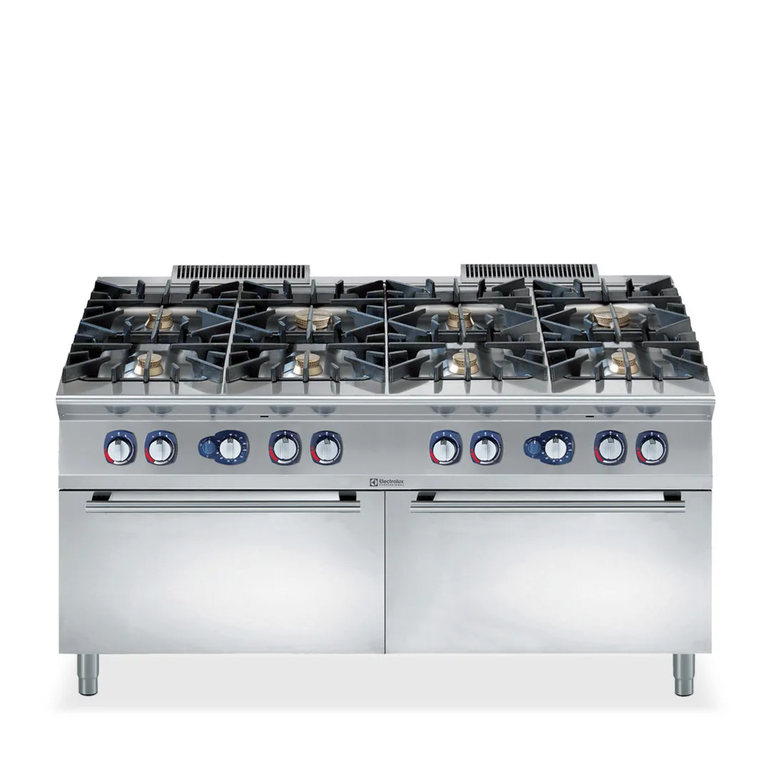 Electrolux Professional 391272 Modular Cooking Range Line 900Xp 8 Burner Gas Range On 2 Gas Ovens - 1600 x 900 x 850mm