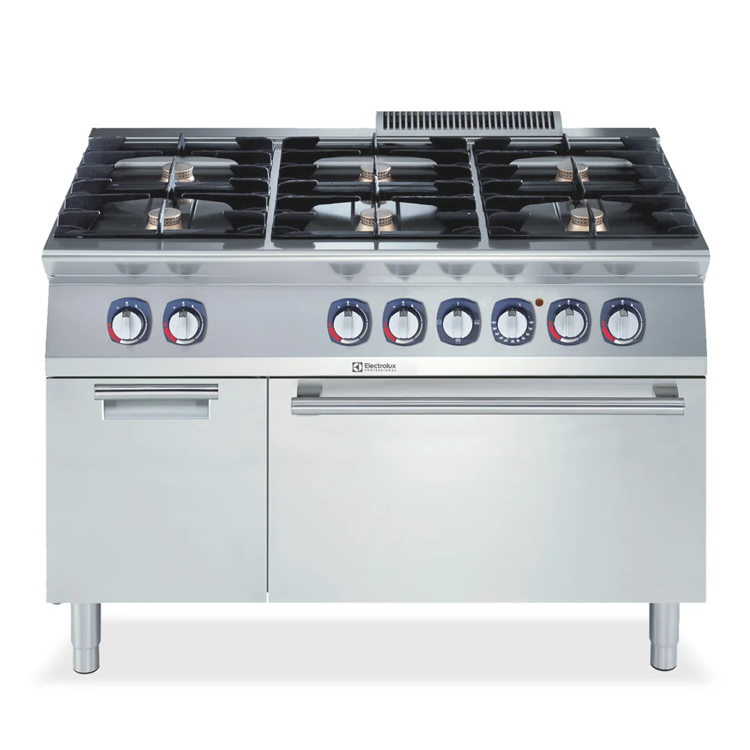 Electrolux Professional 371171 Modular Cooking Range Line 700Xp 6 Burner Gas Range On Gas Oven With Cupboard - 1200 x 700 x 850mm
